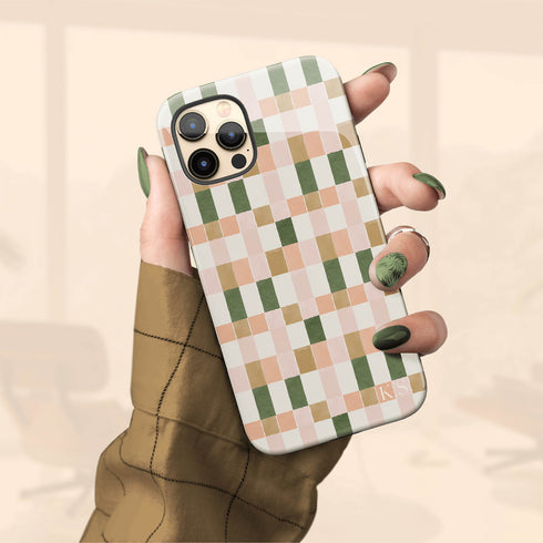 Custom Initials Tartan Plaid Checkerboard iPhone Case